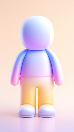 A charming cartoon figure in soft pastel hues, embodying a minimalist aesthetic.の素材