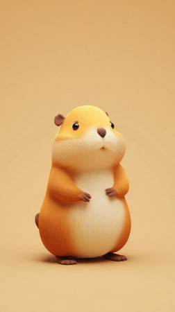 A charming illustration of a hamster, rendered in a cartoon style, with a focus on its adorable features and pose.の素材