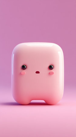 A charming pink creature with a sweet expression and tiny legs, perfect for any project.の素材
