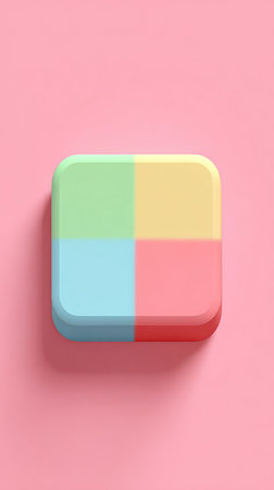 A vibrant square design divided into four sections, each with a unique pastel color.の素材
