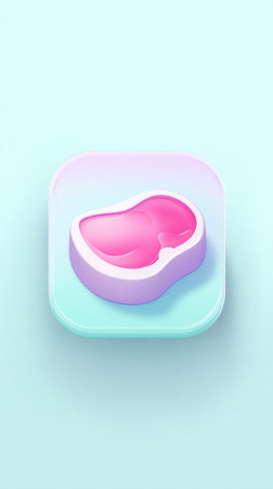 A colorful icon of a meat cut, perfect for food-related designs and applications.の素材