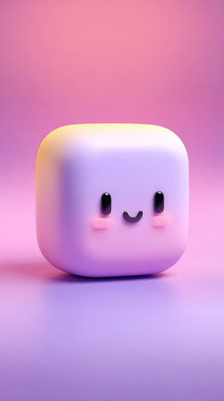 A charming cartoon character with a smiling face and adorable pink cheeks, perfect for various creative projects.の素材