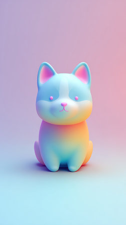 A charming pastel cat figurine with a soft color palette, perfect for decor.の素材