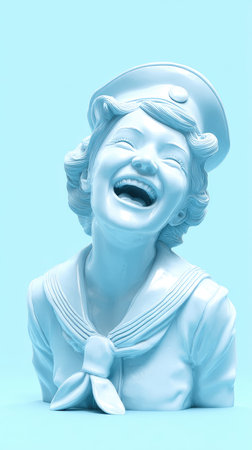 A captivating sculpture of a sailor, radiating pure joy with an infectious laugh. A celebration of happiness.の素材