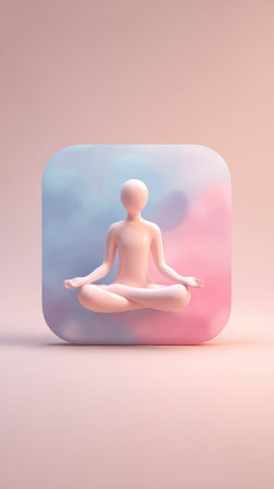 A tranquil image of a meditating figure set against a soft, colorful backdrop.の素材