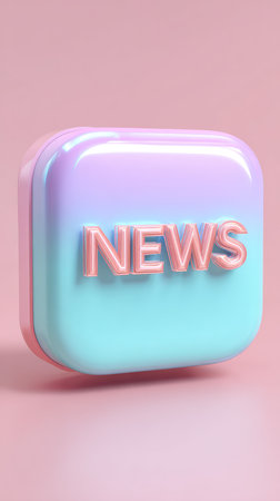 A 3D rendered news icon in pastel colors, perfect for digital media and news-related content.の素材