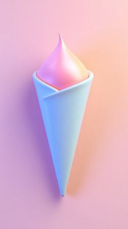 A vibrant image of a pastel ice cream cone against a pink backdrop.の素材