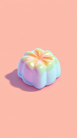 A beautifully lit, colorful dessert with a soft, pastel rainbow hue, set against a peach backdrop.の素材