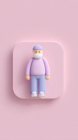 A person wearing a mask on a pink background, representing safety and health.の素材
