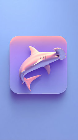 A stylized hammerhead shark icon on a soft pastel background, perfect for design.の素材