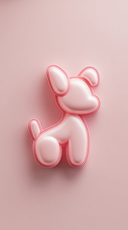 A charming pink balloon dog sculpture against a soft pastel pink backdrop, perfect for various creative projects.の素材