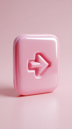 A pink button with a right arrow, perfect for UI design.の素材