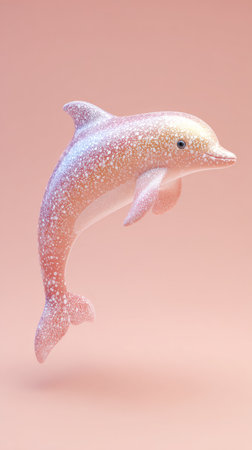 A beautiful pink dolphin with a soft pink background. The dolphin is the main focus of the image.の素材