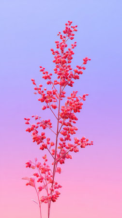 A beautiful pink flower plant with a gradient background of pink and purple colors.の素材