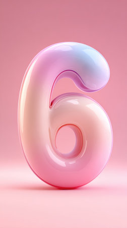 A pink number six balloon against a pink background, perfect for celebrations.の素材