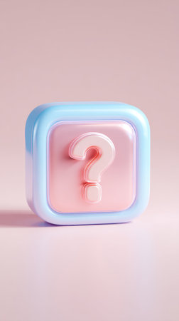 A 3D rendered question mark block on a pink background.の素材