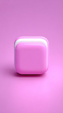A close-up shot of a pink square object with rounded edges, set against a matching pink backdrop.の素材