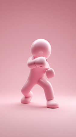 A pink figure in a dynamic pose, set against a matching pink backdrop, creating a visually striking image.の素材