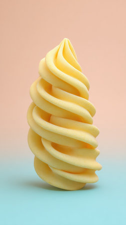 A close-up of a swirled soft serve ice cream dessert treat.の素材