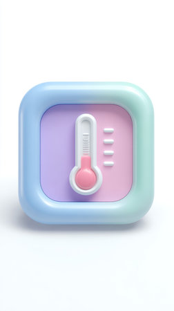 A pastel-colored temperature icon featuring a thermometer, perfect for weather or climate-related themes.の素材