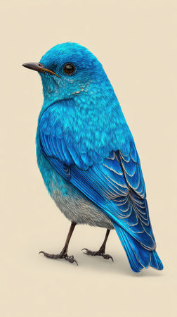 A stunning image of a bluebird, showcasing its bright blue plumage and delicate features, set against a simple backdrop.の素材