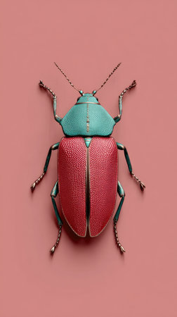 A striking image of a colorful beetle against a plain backdrop, showcasing its unique features.の素材