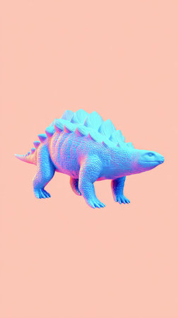 A colorful illustration of a blue dinosaur against a peach backdrop. Perfect for creative projects.の素材