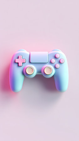 A colorful gaming controller set against a soft, pastel backdrop, perfect for gaming themes.の素材