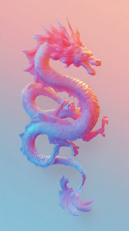 A stunning dragon sculpture in pastel hues, showcasing intricate details and a captivating artistic design.の素材