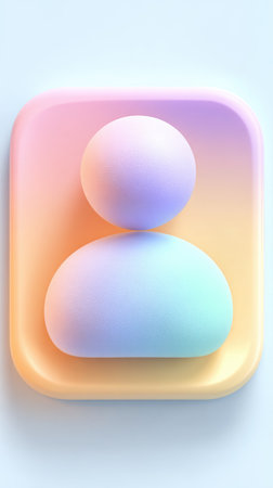 A soft, 3D-rendered user profile icon in pastel colors, perfect for app design and user interface elements.の素材