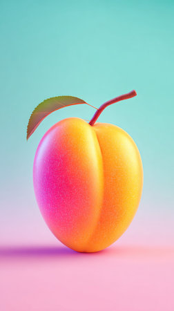 A close-up of a stylized peach with a gradient of colors, perfect for artistic projects.の素材