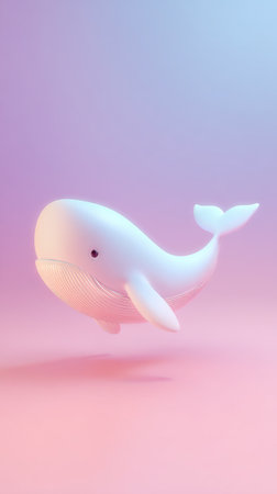 A charming illustration of a white whale against a soft, gradient background, evoking a sense of peace and fantasy.の素材