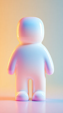 A studio shot of a white figurine with soft lighting and a gradient background.の素材