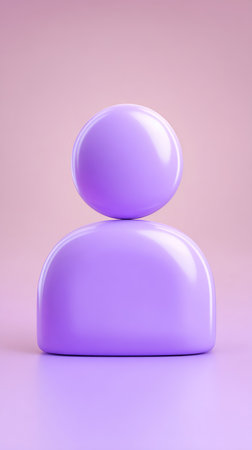 A minimalist 3D rendered user profile icon in a vibrant purple color, perfect for digital interfaces.の素材
