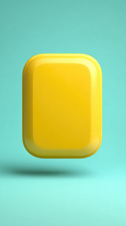 A vibrant yellow square shape levitating against a turquoise backdrop, creating a visually striking composition.の素材