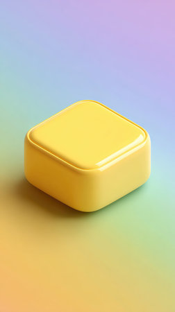 A close-up shot of a yellow square box on a gradient background.の素材