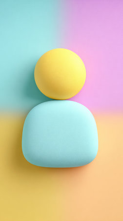 A vibrant, minimalist composition featuring abstract shapes in pastel colors, creating a visually appealing design.の素材