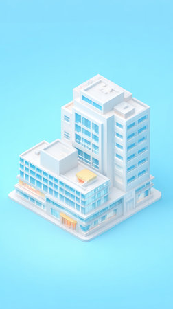 A detailed miniature model of a modern building, showcasing architectural design and construction techniques.の素材