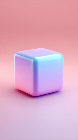A vibrant, minimalist image of a cube with a gradient color scheme, perfect for modern design.の素材
