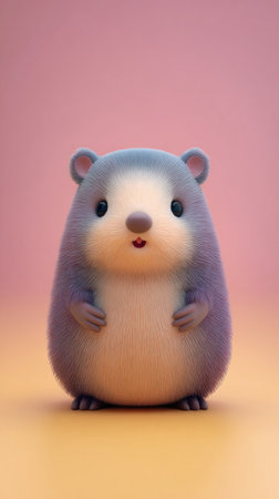 A charming illustration of a cute cartoon hamster with a sweet expression and fluffy fur, perfect for various creative projects.の素材