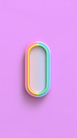 An abstract design featuring a rainbow-colored frame on a purple background.の素材