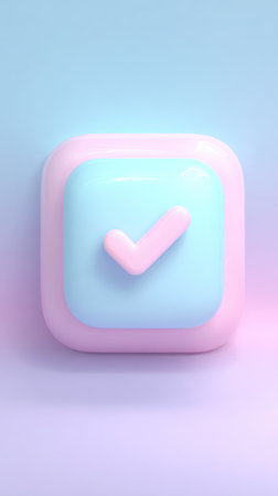 A minimalist checkmark icon in pastel colors, perfect for design and UI elements.の素材