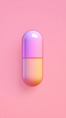 A visually appealing image of a colorful capsule, perfect for pharmaceutical or health-related content.の素材