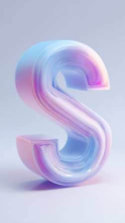 A vibrant 3D rendering of the letter S, featuring a swirling design and a soft pastel color palette. The image has a smooth, glossy finish.の素材