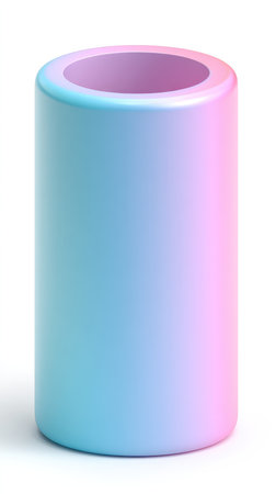 A vibrant, gradient-colored cylinder with a smooth surface, perfect for abstract designs and modern aesthetics.の素材