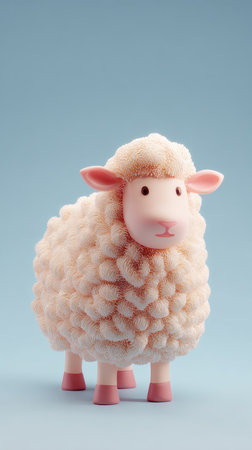 A charming image of a sheep toy, perfect for childrens products or animal-themed designs.の素材