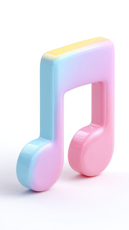 A vibrant, pastel-colored musical note, perfect for creative projects.の素材