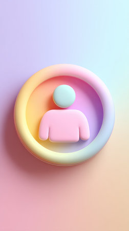A vibrant, pastel-colored person icon, perfect for user interface design and branding. Features a minimalist and abstract style.の素材