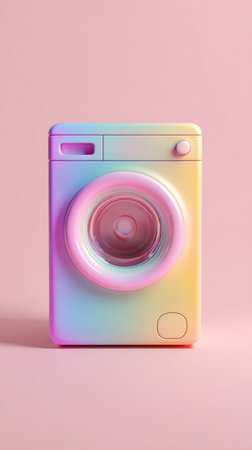A pastel-colored washing machine, front view, perfect for laundry day. Clean and modern design.の素材