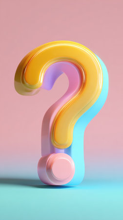 A vibrant question mark in pastel colors, perfect for design and concept.の素材